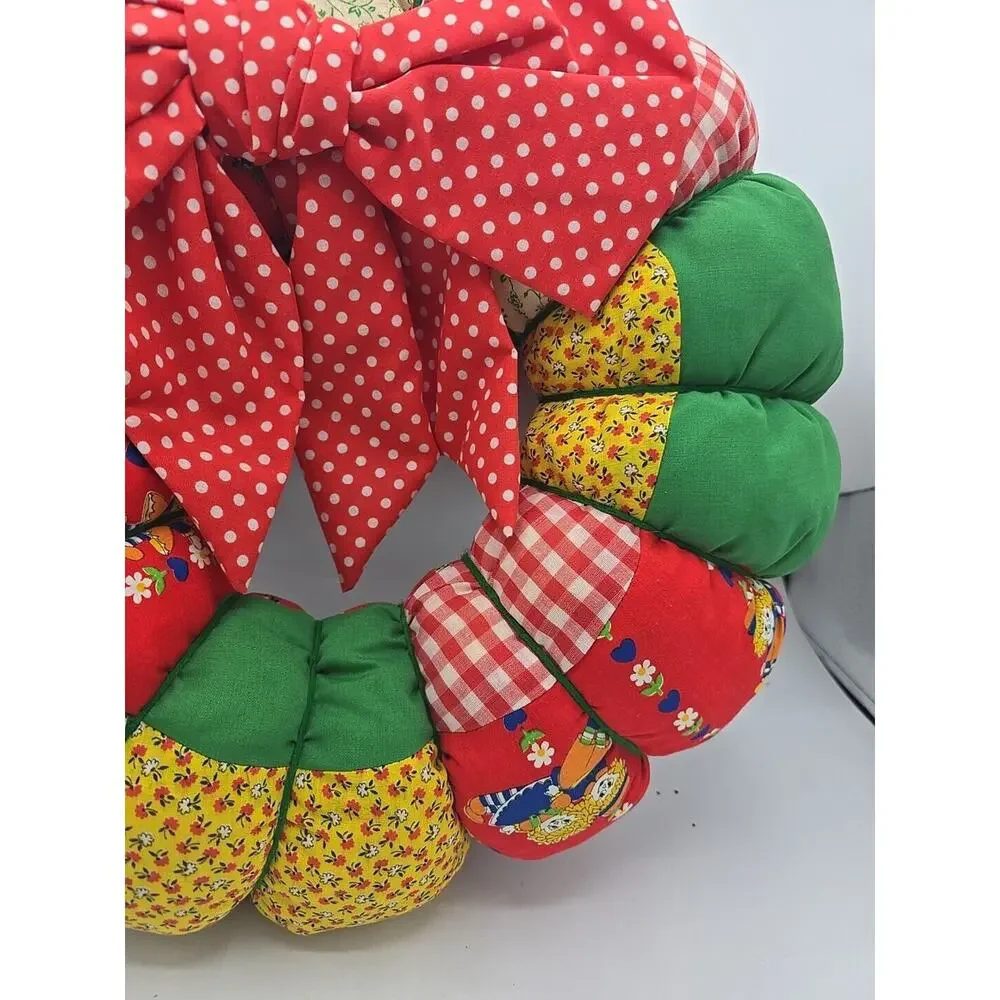 Vintage Handmade Patchwork Cottagecore Holiday‎ Christmas Farmhouse Wreath